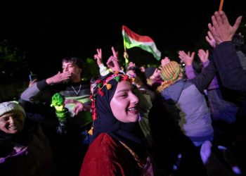 Thousands attend Newroz celebrations in Damascus, Syria on March 20, 2025 (AFP)