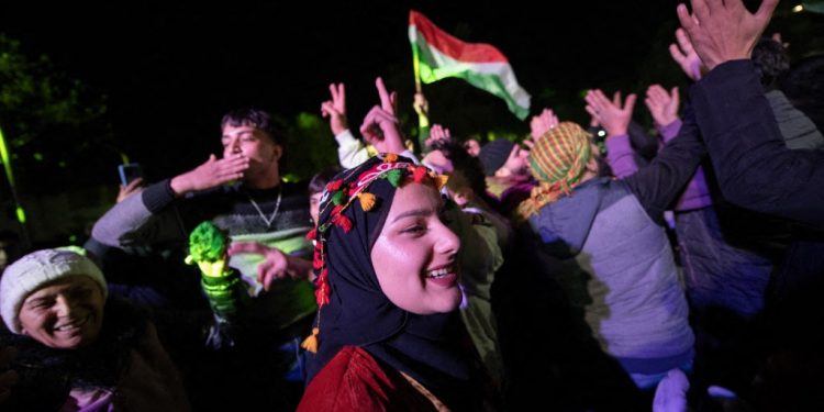 Thousands attend Newroz celebrations in Damascus, Syria on March 20, 2025 (AFP)
