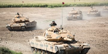 Joint military maneuvers by the Turkish and Iraqi armies near the border in the Silopi area of Şırnak province, southern Turkey, on September 26, 2017.