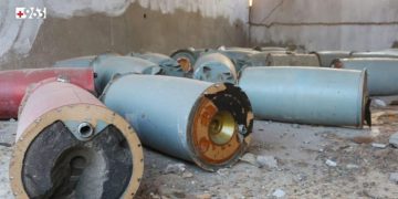 Sarin-filled shells inside a former regime barracks in Homs, Syria. (+963)