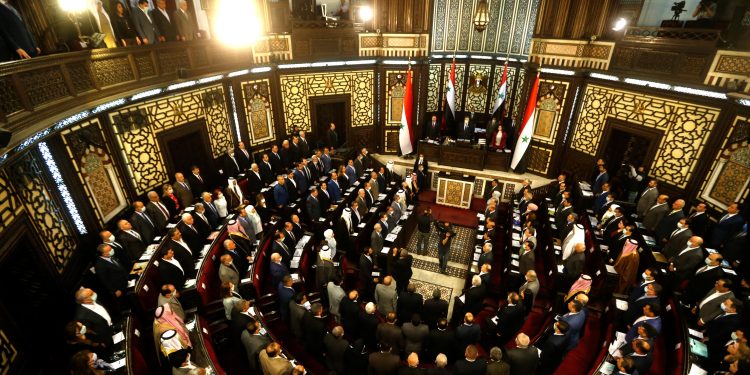 جلسة لمجلس الشعب السوري، دمشق، 18 أبريل 2021 (ا ف ب)