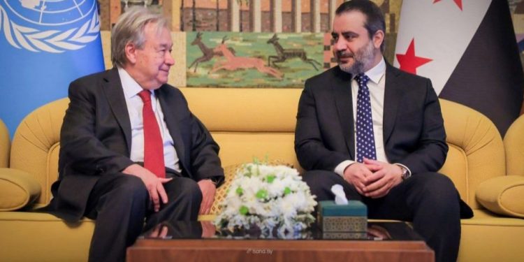 الشيباني يستقبل غوتيريش في دمشق لبحث مرحلة التعافي وإعادة بناء مؤسسات الدولة
